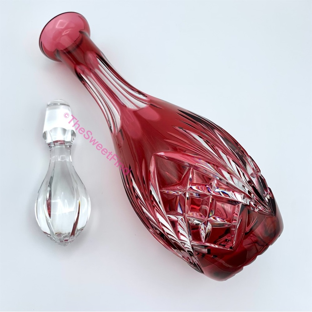 Nachtmann Nierstein Cranberry Ruby Cut to Clear Crystal Decanter RARE 1960s MINT - Picture 7 of 16